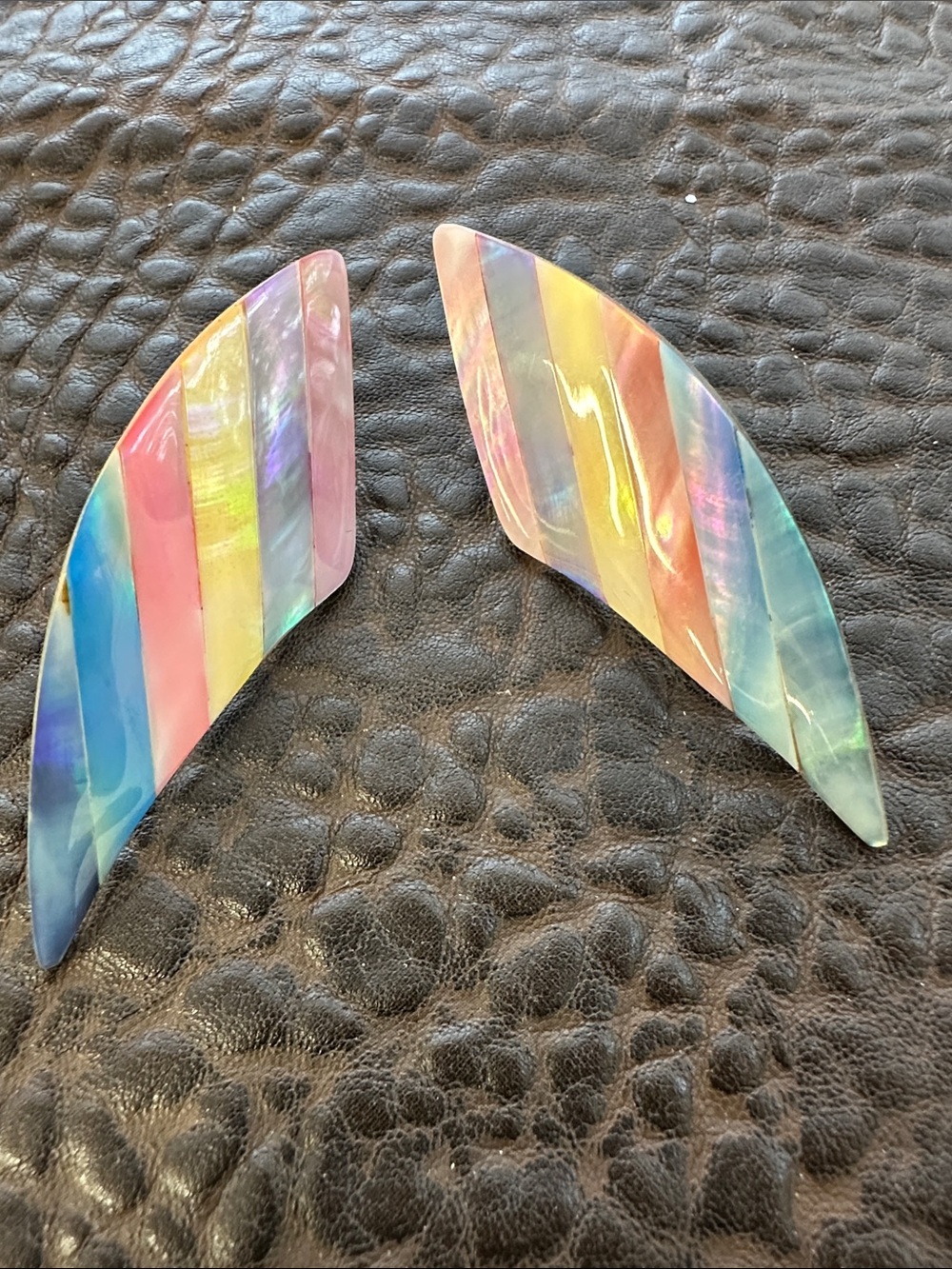 Vintage Multicolor Abalone clip on earrings